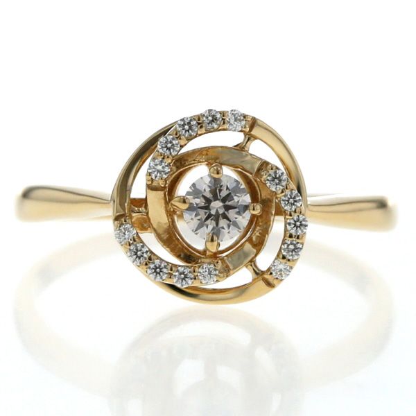 K18YG イエローゴールド リング ダイヤモンド0.20ct 花 フラワー H&C 