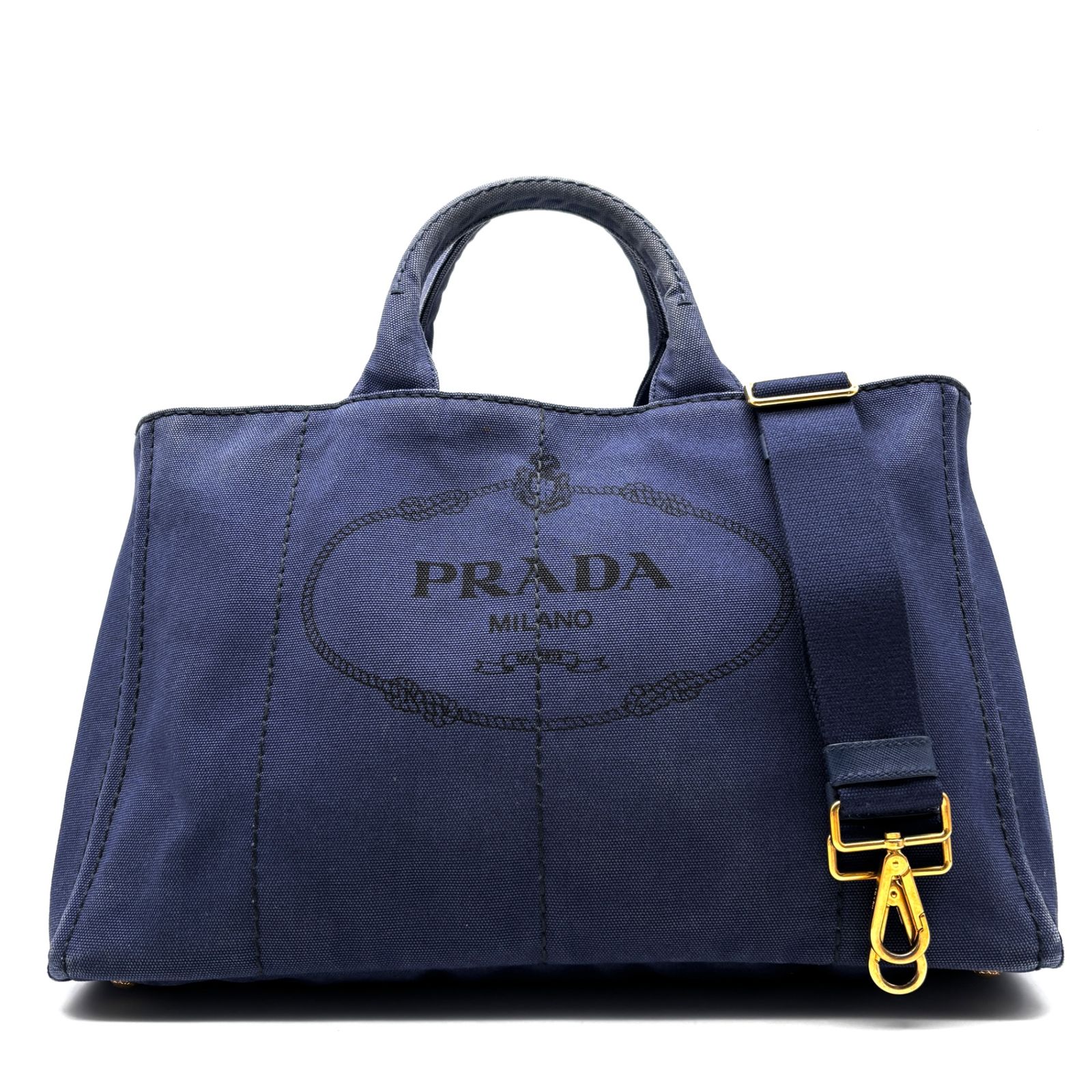 PRADA MILANO カナパ デニム ハンドバッグ | ヤマダウェブコム