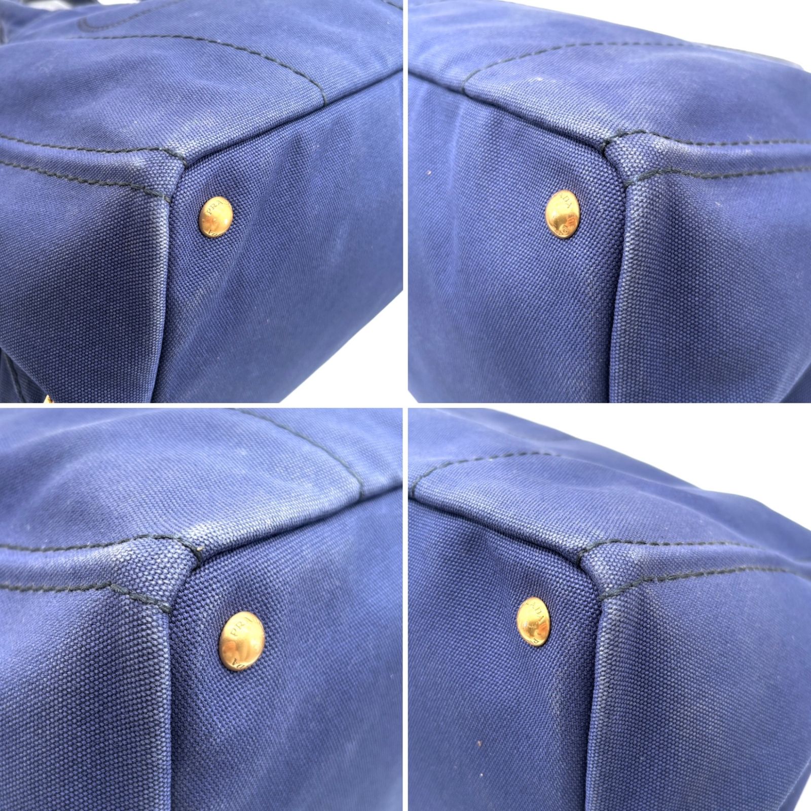 良品】PRADA プラダ カナパ L トートバッグ B1872G デニム ネイビー 紺