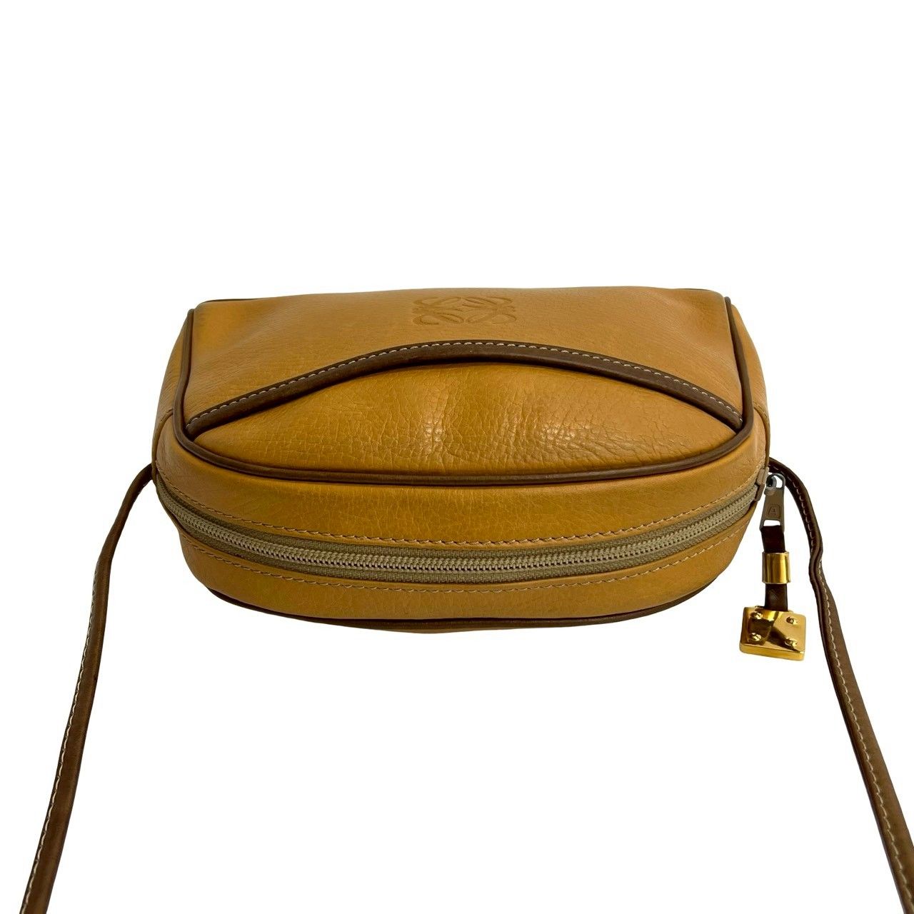 極 美品 LOEWE ロエベ ヴィンテージ アナグラム ロゴ レザー 本革 ミニ 