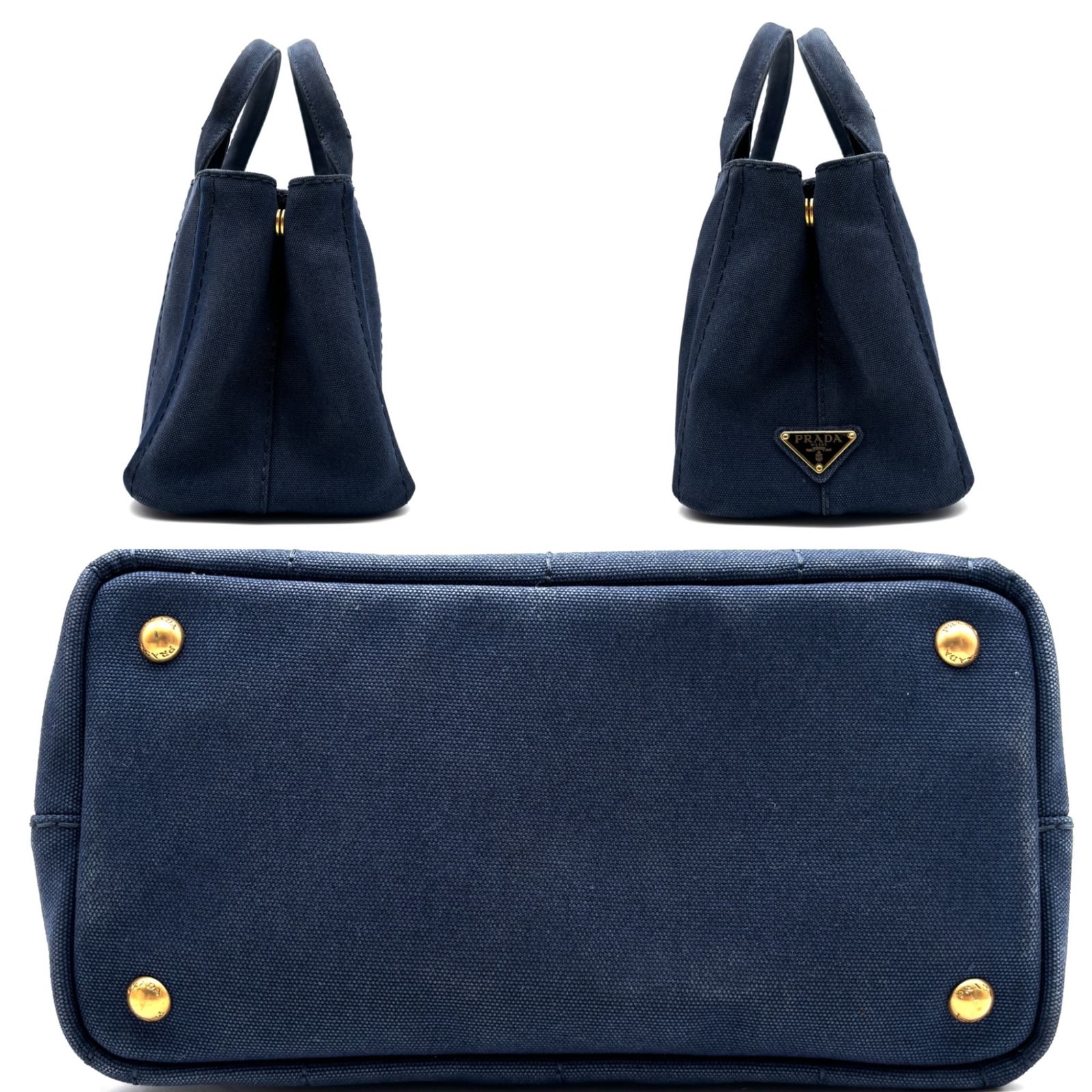 美品】PRADA プラダ カナパ Sサイズ トートバッグ デニム ネイビー 紺 