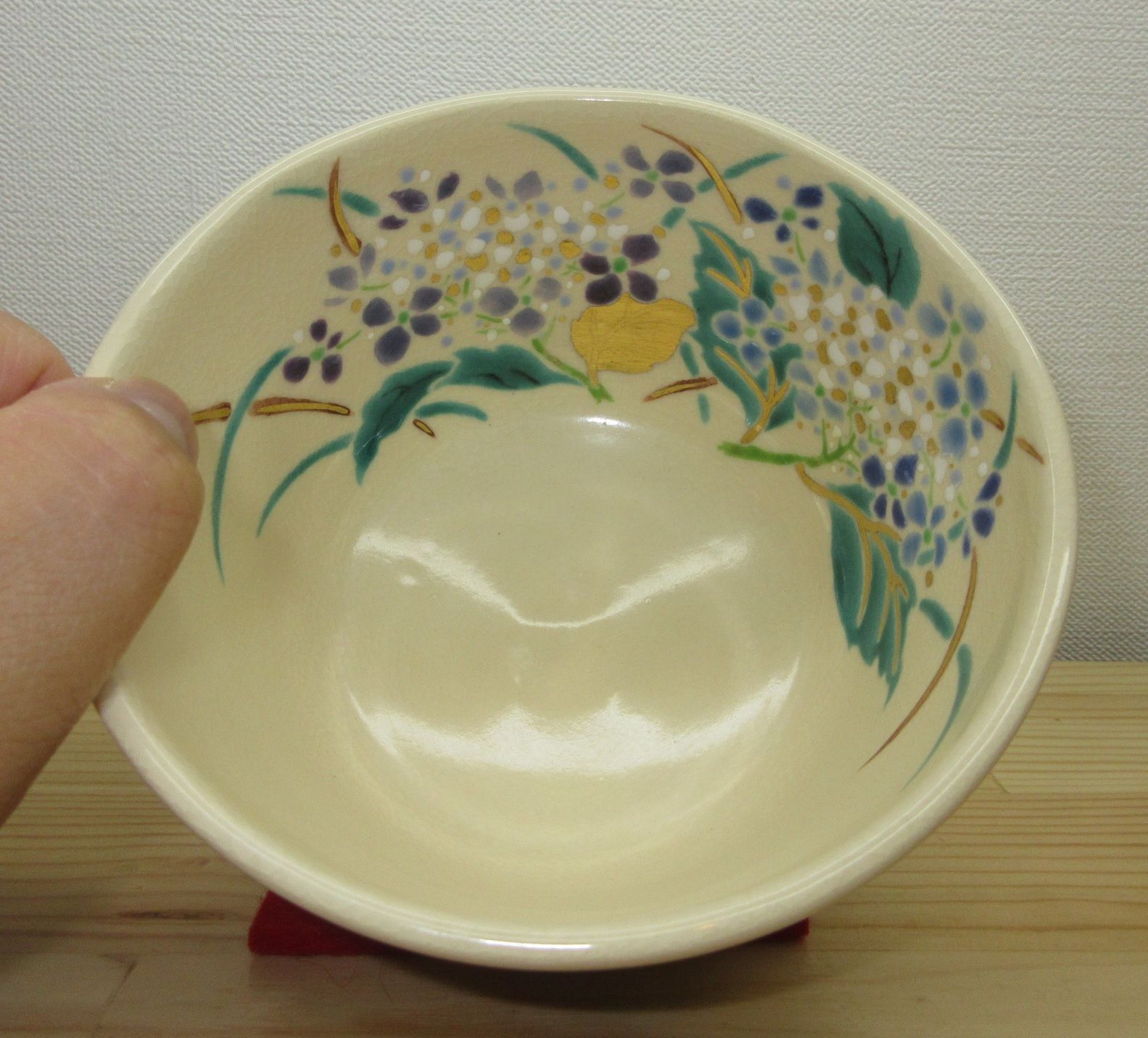 逢絢亭・新品】茶道具 茶碗 京焼 紫陽花の絵 花蝶窯 手塚石雲 共箱入り