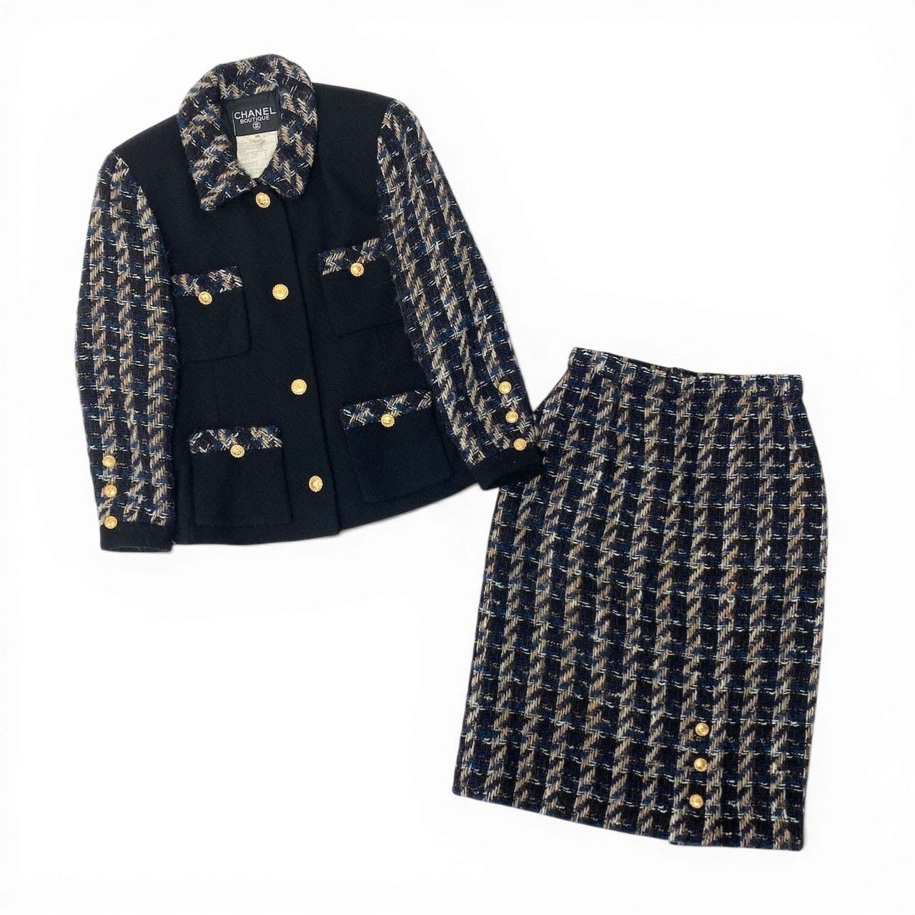 C CHANEL シャネル ヴィンテージ 90S ツイードスカートセットアップ 