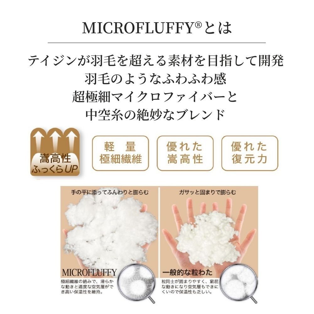 メーカー直送品・ダブル】テイジン マイクロフラッフィー肌掛け布団 肌