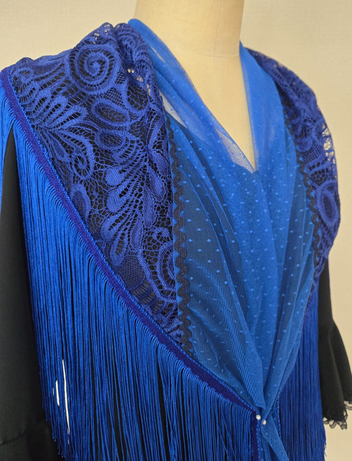 新品]レースシージョ 青 フラメンコ衣装 フラメンコ シージョ