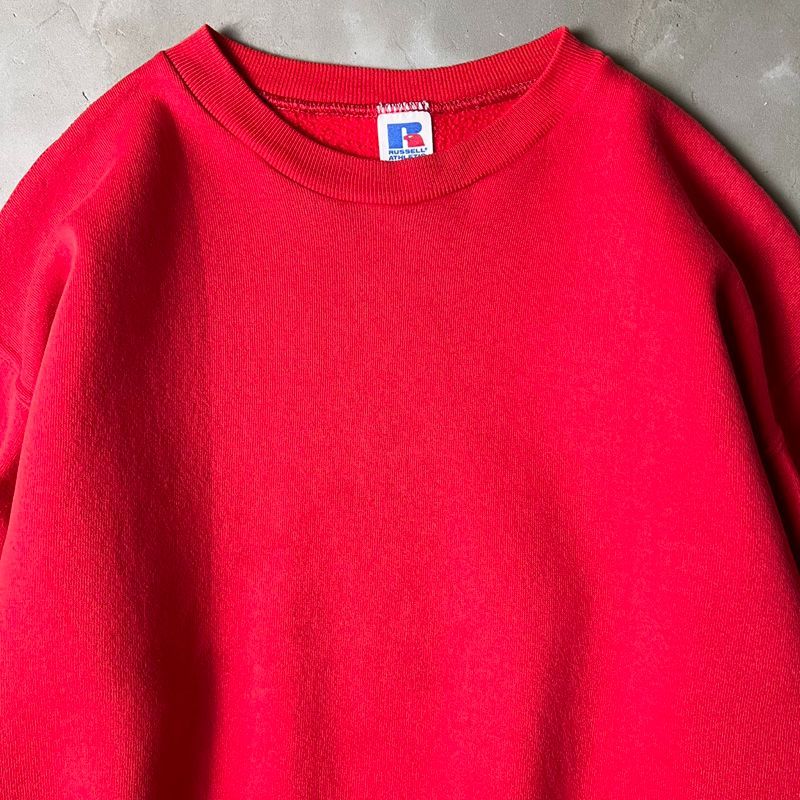 80s USA製 RUSSELL 無地 前V スウェット トレーナー L / 80年代