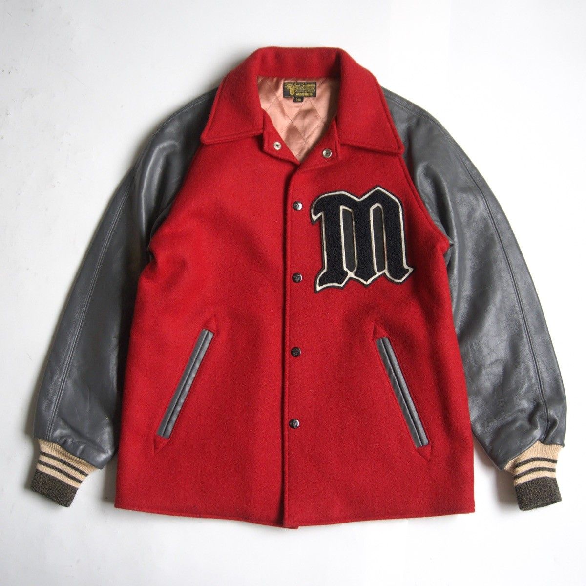 M品番】STYLE EYS【× SUGAR CANE M16270 袖レザー スタジャン】 38R
