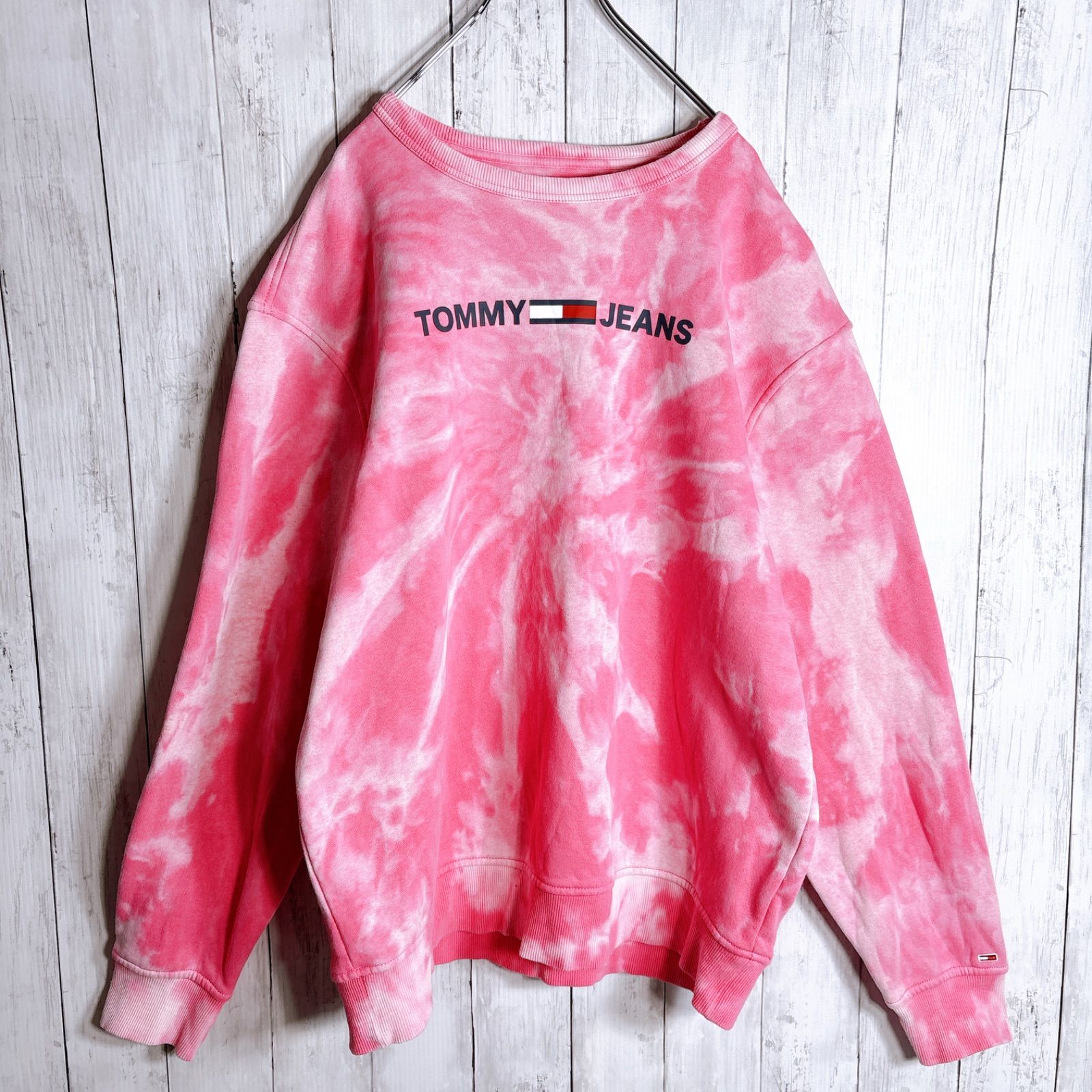 海外モデル】TOMMY JEANS トミージーンズ タイダイ ブリーチ ピンク 