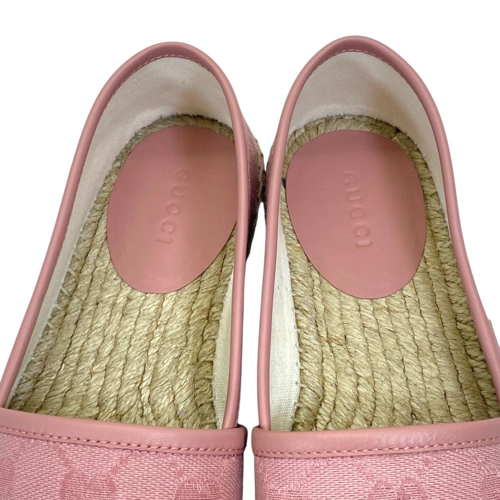 GUCCI GGキャンバス エスパドリーユ ピンク 新品 GUCCI エスパドリーユ スリッポン フラットシューズ GGキャンバス