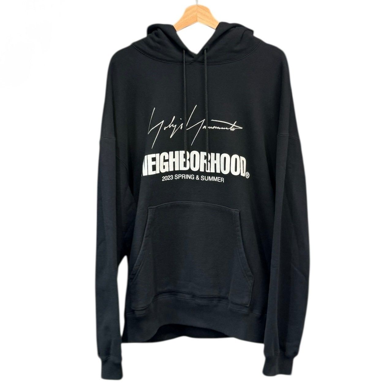 Yohji Yamamoto POUR HOMME×NEIGHBORHOOD ヨウジヤマモトプールオム ネイバーフッド YN. HOODED LS BLACK ロゴプリントプルオーバーパーカー HZ-T64-289 L ブラック 15276 Yohji Yamamoto POUR HOMME×NEIGHBORHOOD ヨウジヤマモトプールオム