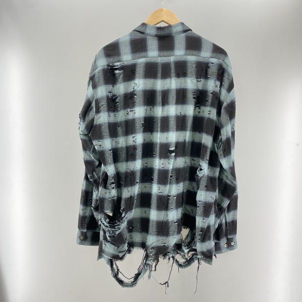 中古】SUGARHILL 23SS DESTRRESSED OMBLE PLAID BLOUSE ブルー 0 