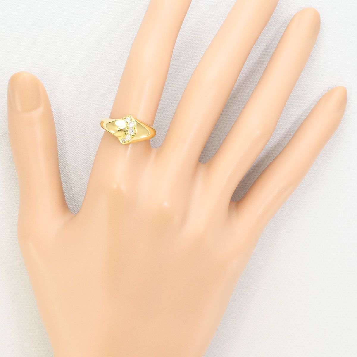 K18YG リング・指輪 10.5号 ダイヤモンド 0.17ct 鑑別書 総重量約4.0g 