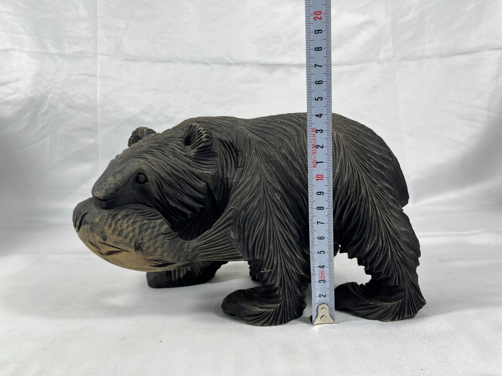 熊 置物 鮭 木彫り風 オブジェ 約40cm インテリア 昭和レトロ 大型 木彫りの熊 木彫り 熊 鮭 置物 木 インテリア オブジェ アンティーク