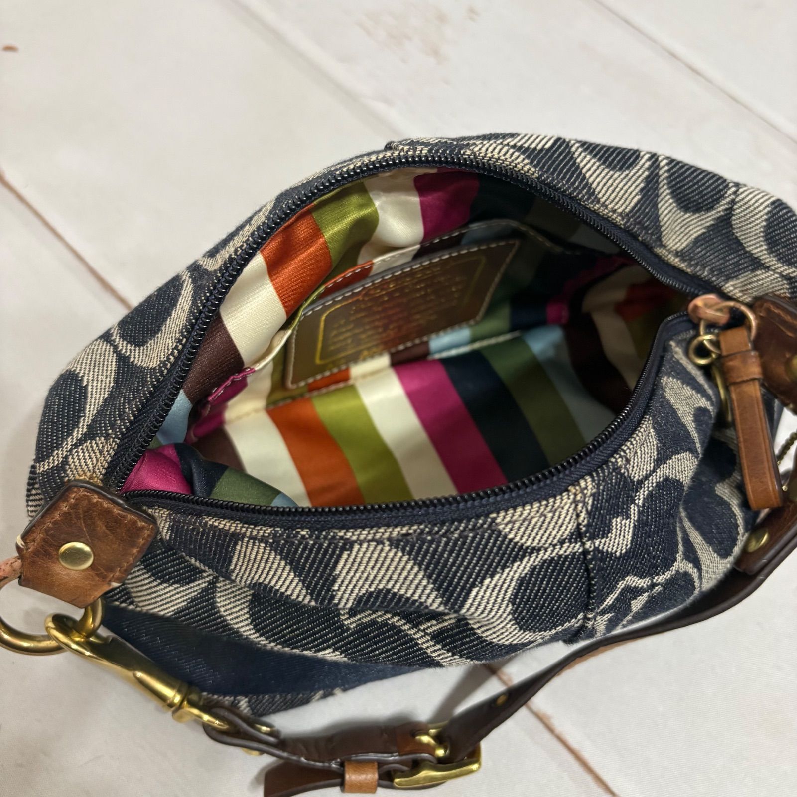極美品 コーチ coach デニム ワンショルダーバッグ アクセサリーポーチ