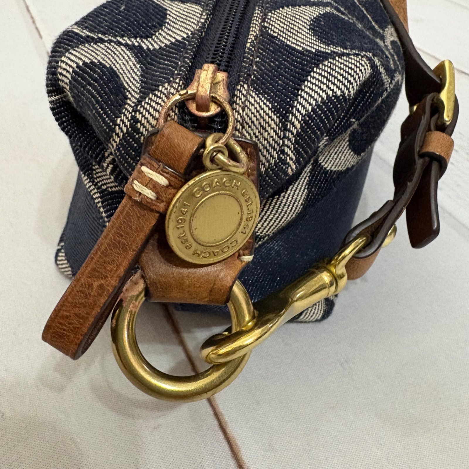 極美品 コーチ coach デニム ワンショルダーバッグ アクセサリーポーチ