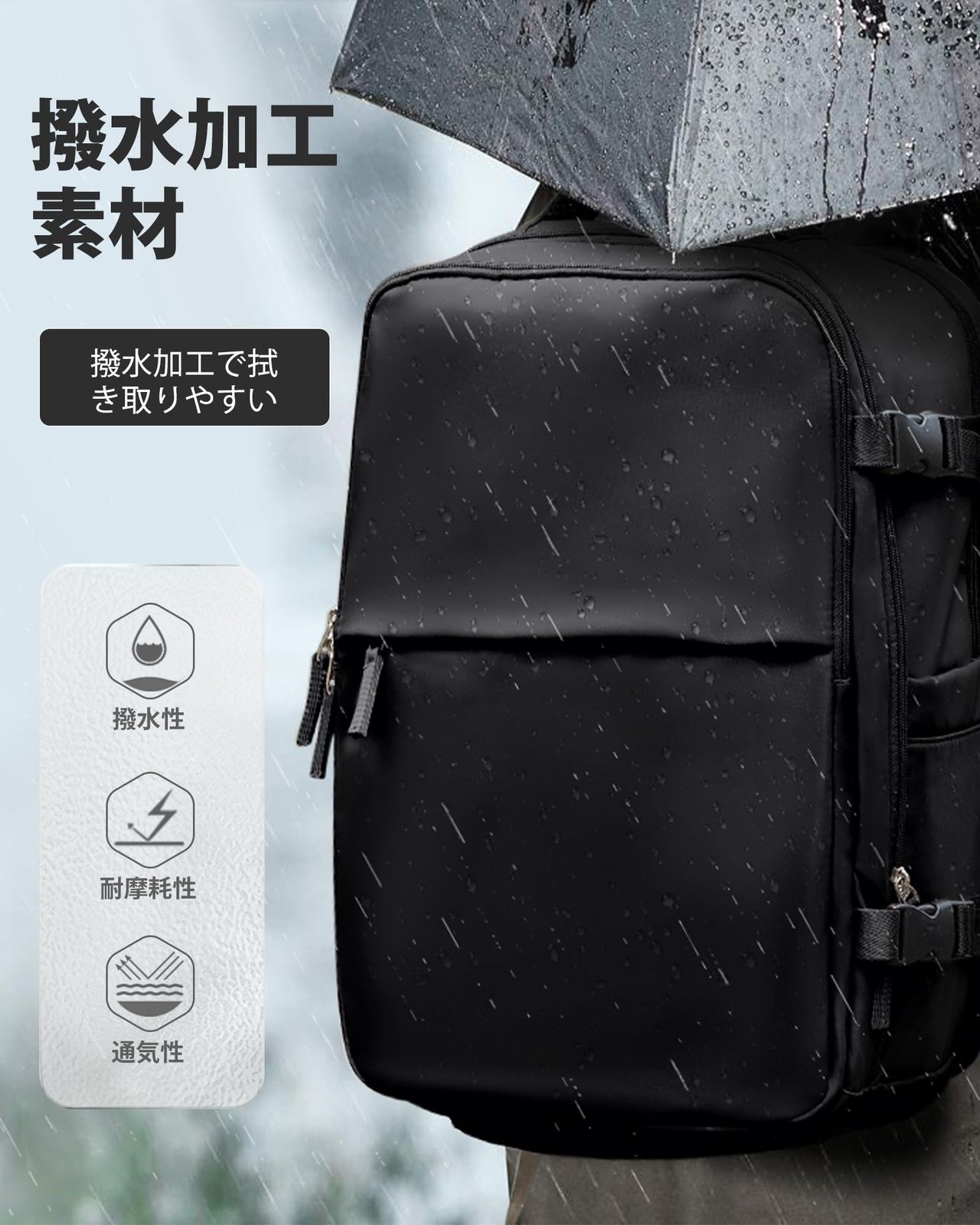 sikazan] 60L 真空圧縮リュックサック メンズ向け 旅行用バックパック 