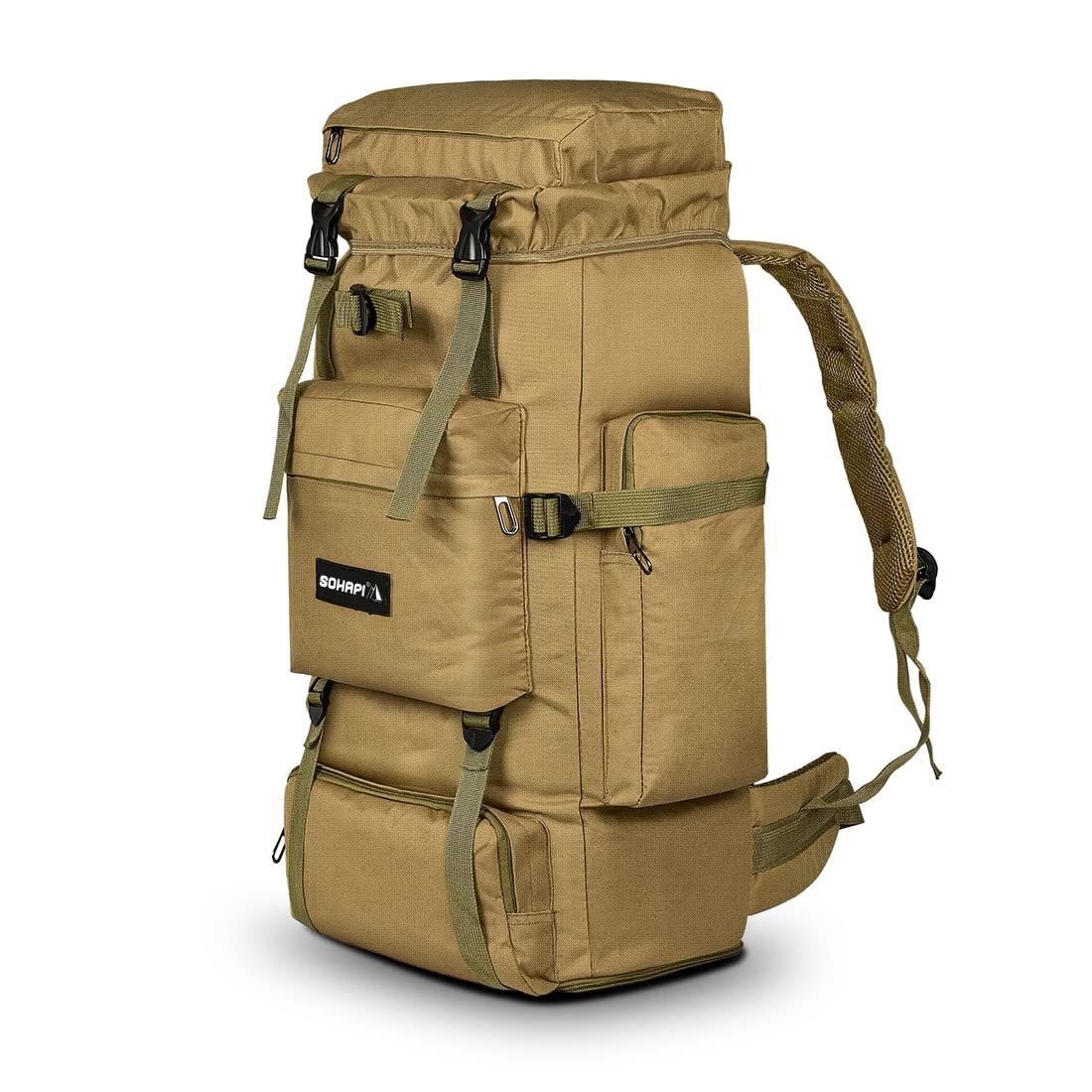 [SOHAPI] Mountaineering Backpack, 70-85L, Large Capacity, Ultra Lightweight, 1.28 kg, Disaster Prevention, Water Resistant, Breathable Backpack, 3D Mesh Backrest, 6 Pocket Storage, Tear Resistant, Nylon, Unisex, Disaster Prevention, Camping/Travel/Hiking, 3-4 Day Outdoor Use