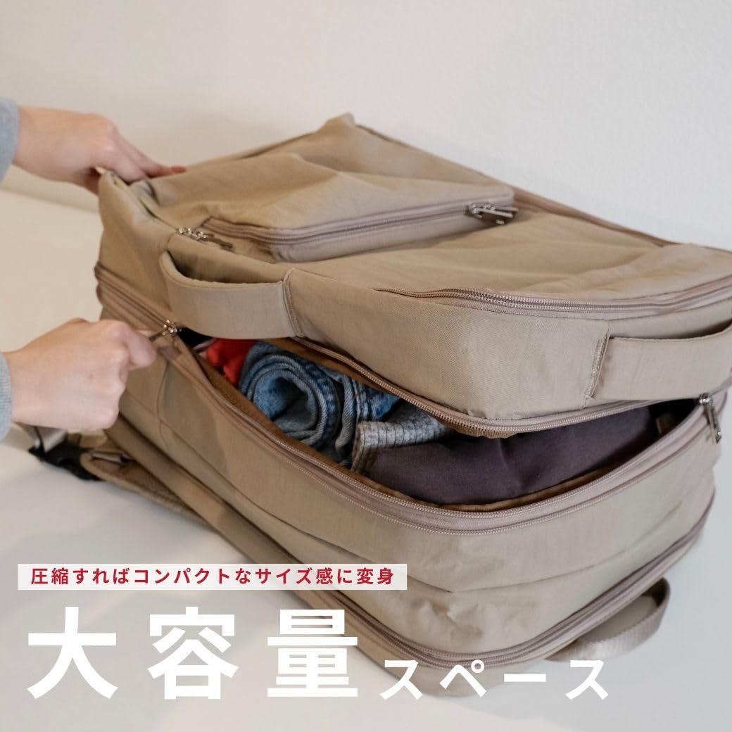 Aww] アウ 再生ポリエステル 圧縮トラベルバックパック (WHITE