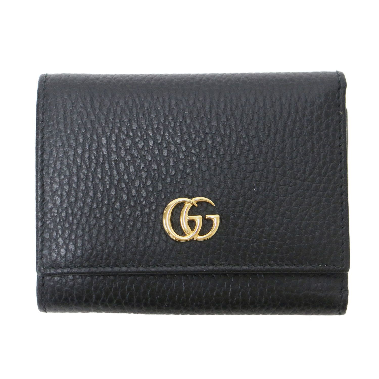 美品】GUCCI グッチ 財布 ブラック 黒 | レザー 三つ折り 財布 474746