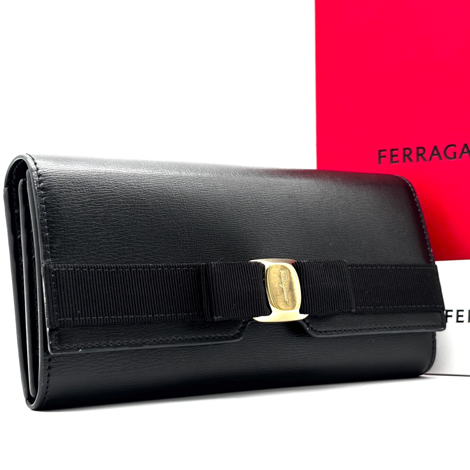 極美品！ フェラガモ 長財布 ブラック ☆［2590］極美品 