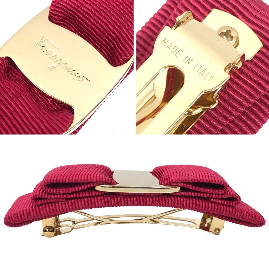 ferragamo フェラガモ ヴァラ リボン バレッタ ローズピンク へア