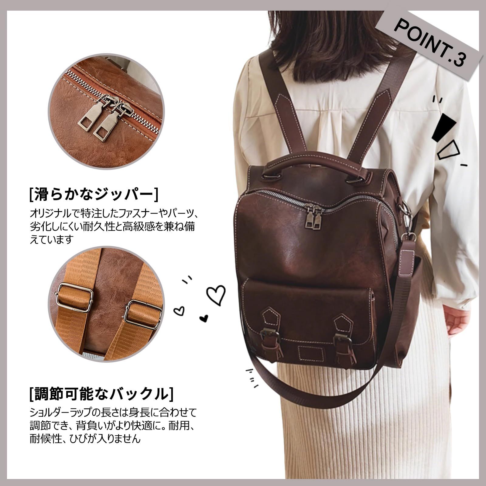 FANDARE] リュック 革 バックパック レディース A4 ビジネスリュック 