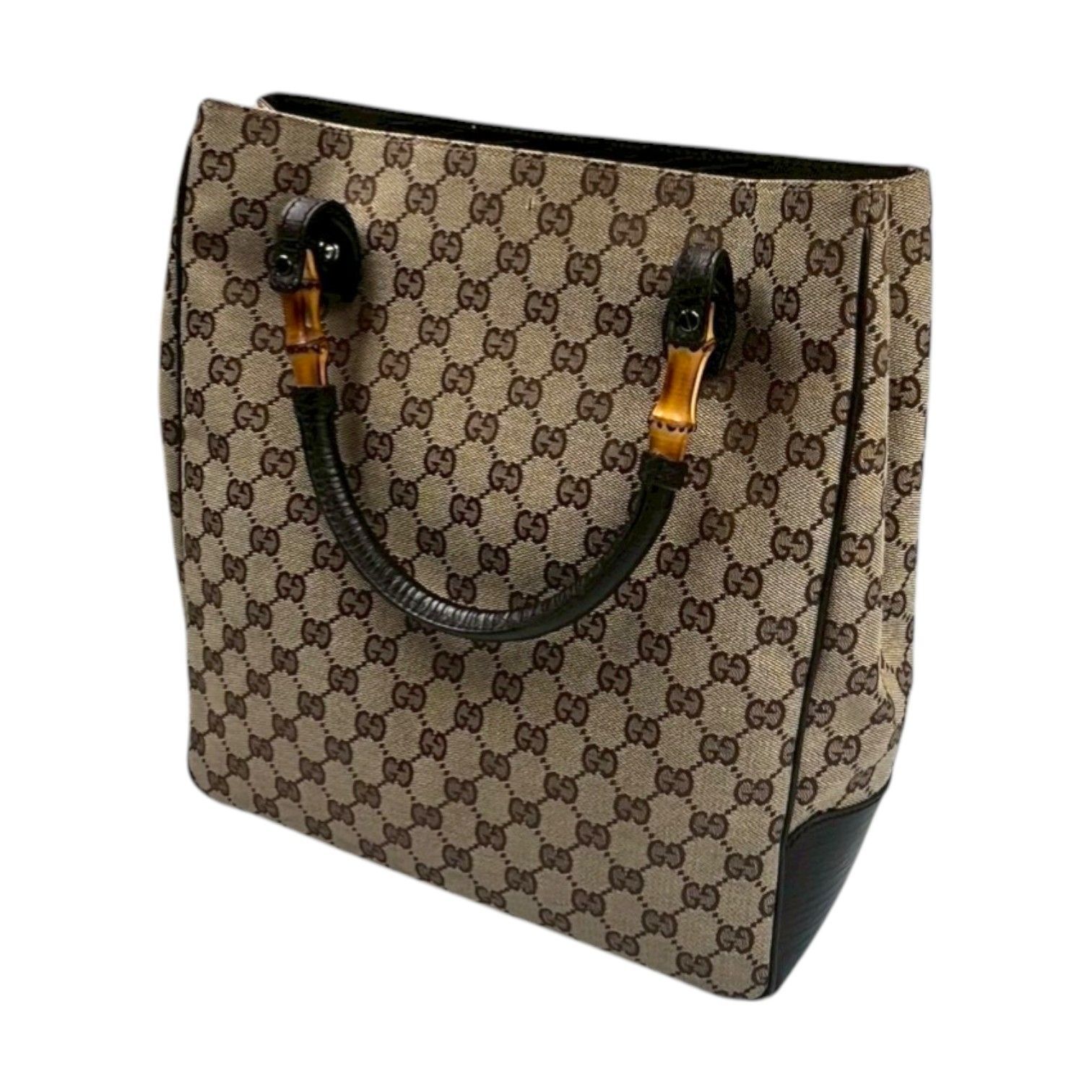 GUCCI グッチ トートバッグ GGキャンバス バンブー 112530 ブラウン 