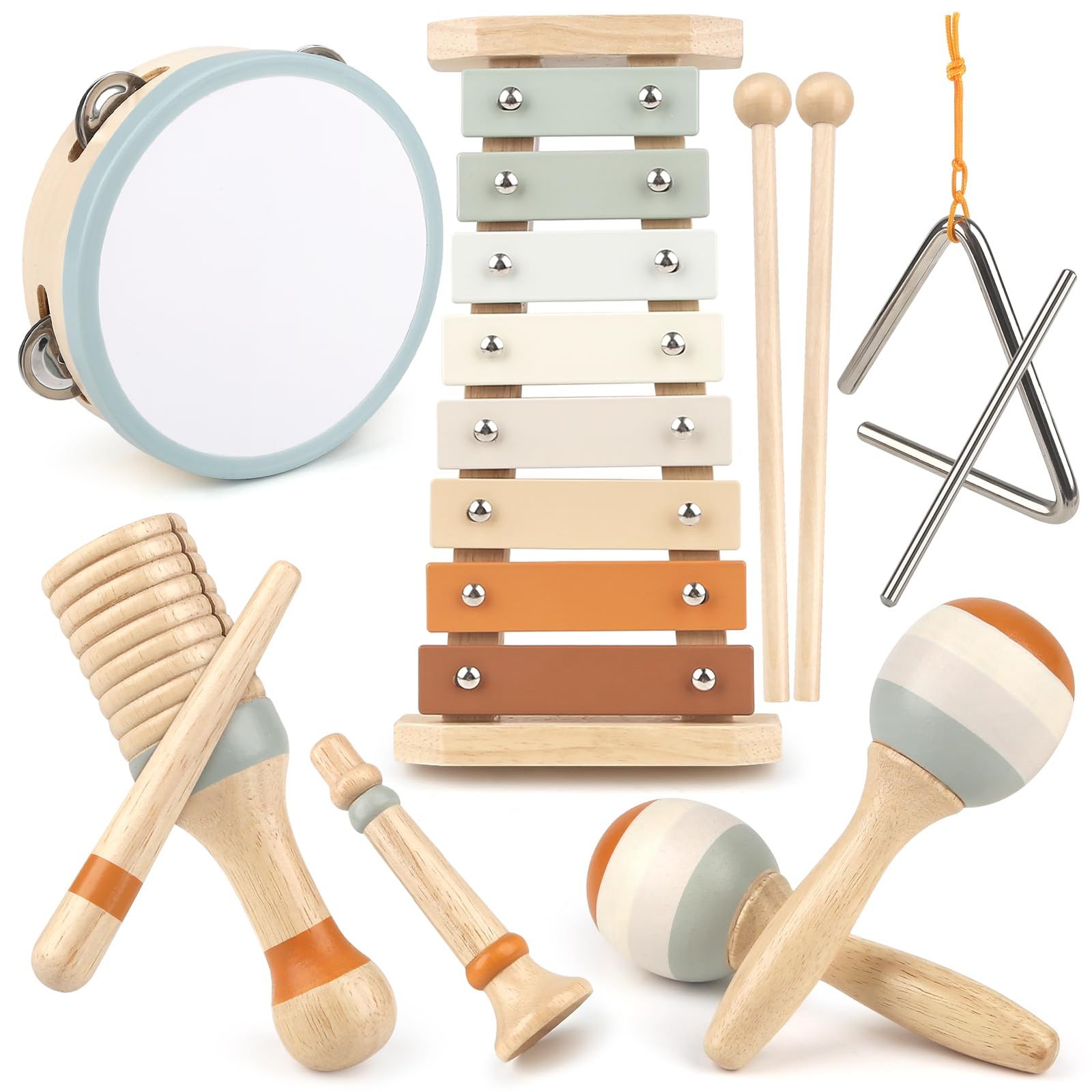 Musical Instruments Toys Montessori Music Toys Suits Wooden Toys Percussion Instruments 1 2 3 4 5 Year Old Birthday Gifts Girls Boys Baby Toys Early Development Fingertip Education Christmas Gifts Kids