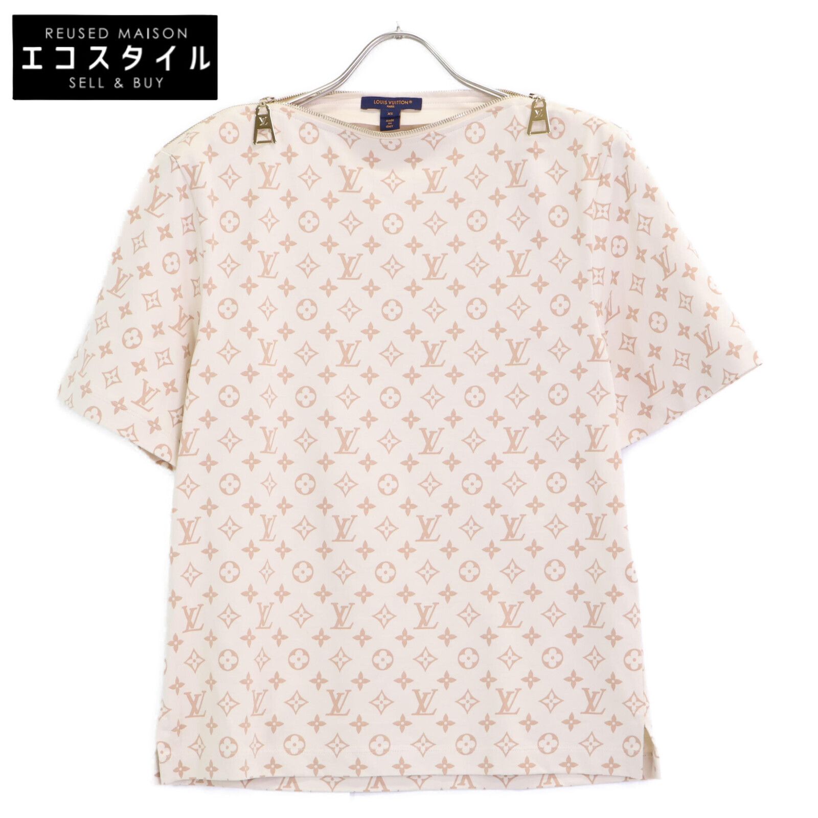 LOUIS VUITTON ルイヴィトン RW241WJ FQTS19 ベージュ モノグラムジップTシャツ XS