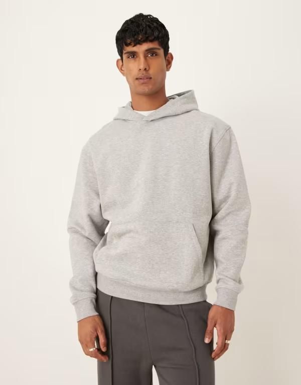 エイソス メンズ アウター パーカー・スウェット パーカー  DESIGN essential hoodie in heather Gray Heather グレー