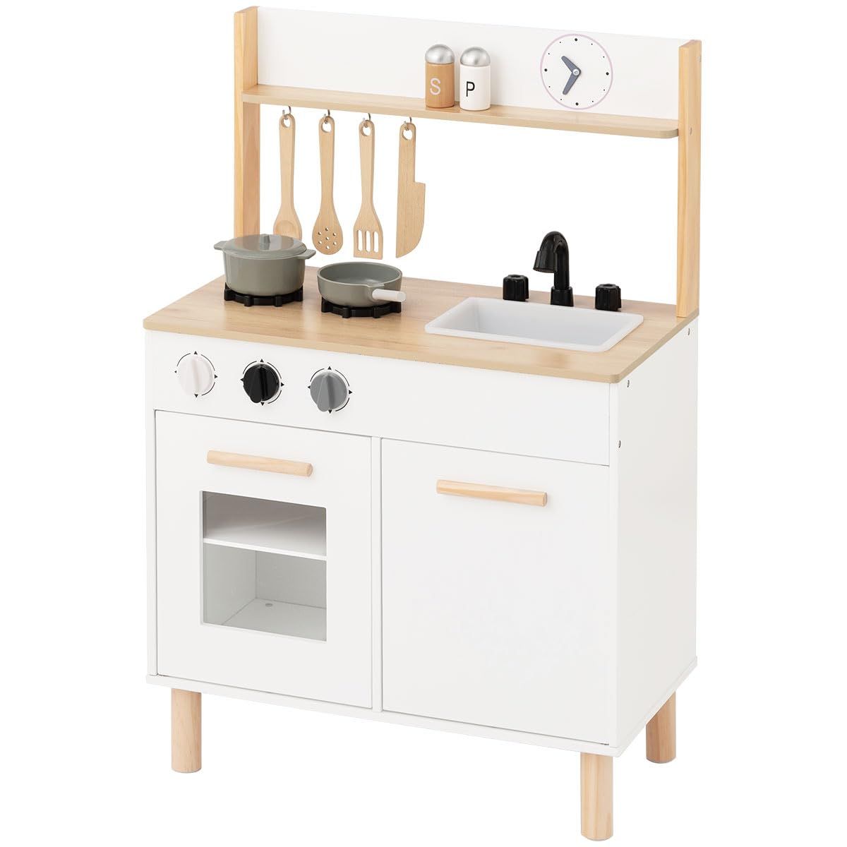 ぼん家具 おままごと キッチン 木製 調理器具付き 8点セット 知育玩具 