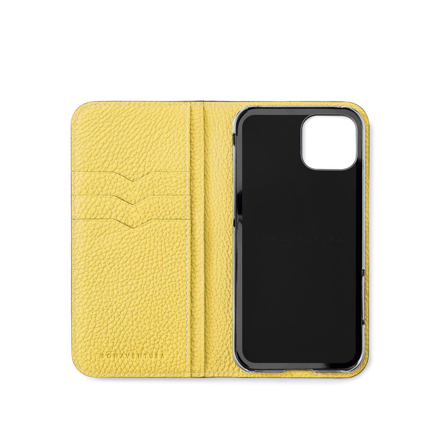 BONAVENTURA 手帳型ケース エトープ✖️イエロー ボナベンチュラ】 (for iPhone 17) ダイアリーケース シュリンクレザー