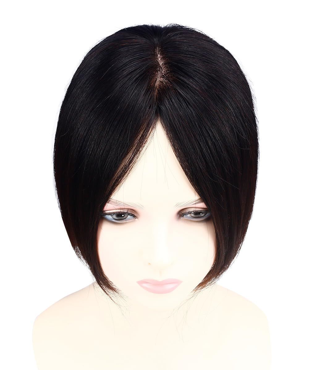 総手植え 肌色ネット 人工皮膚付け 抜け毛 トップカバー 増量用ヘアピース つむじカバー ストレート 100%人毛 レディース ハゲ隠し ミセス ウィッグ 部分ウィッグ 3D 軽薄 人毛ウイッグ HIYE ノーカット (12*13(20CM) 自然色)
