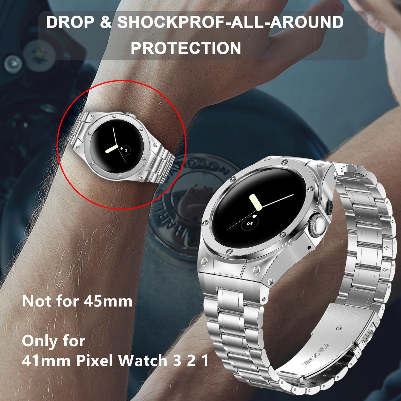 SUPLINK] for Google Pixel Watch 3 45mm バンド メタル, ステンレス 