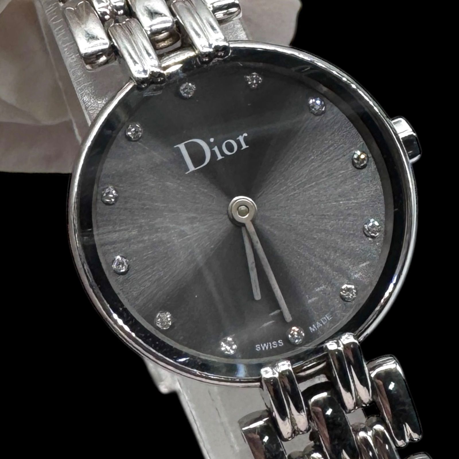希少 稼働 DIOR ディオール バギラ 12P ダイヤ レディース 腕時計 QZ