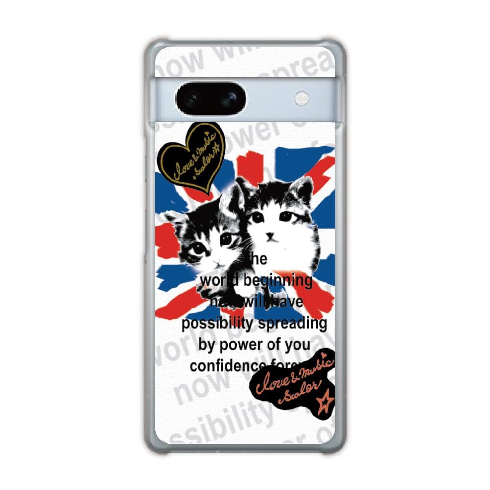 ScoLar スカラー スマホケース GooglePixel6a互換品 ケース ハードケース グーグルピクセル6a互換品 スマホ 携帯 保護 スマホカバー 猫 ユニオンジャック グラフティ