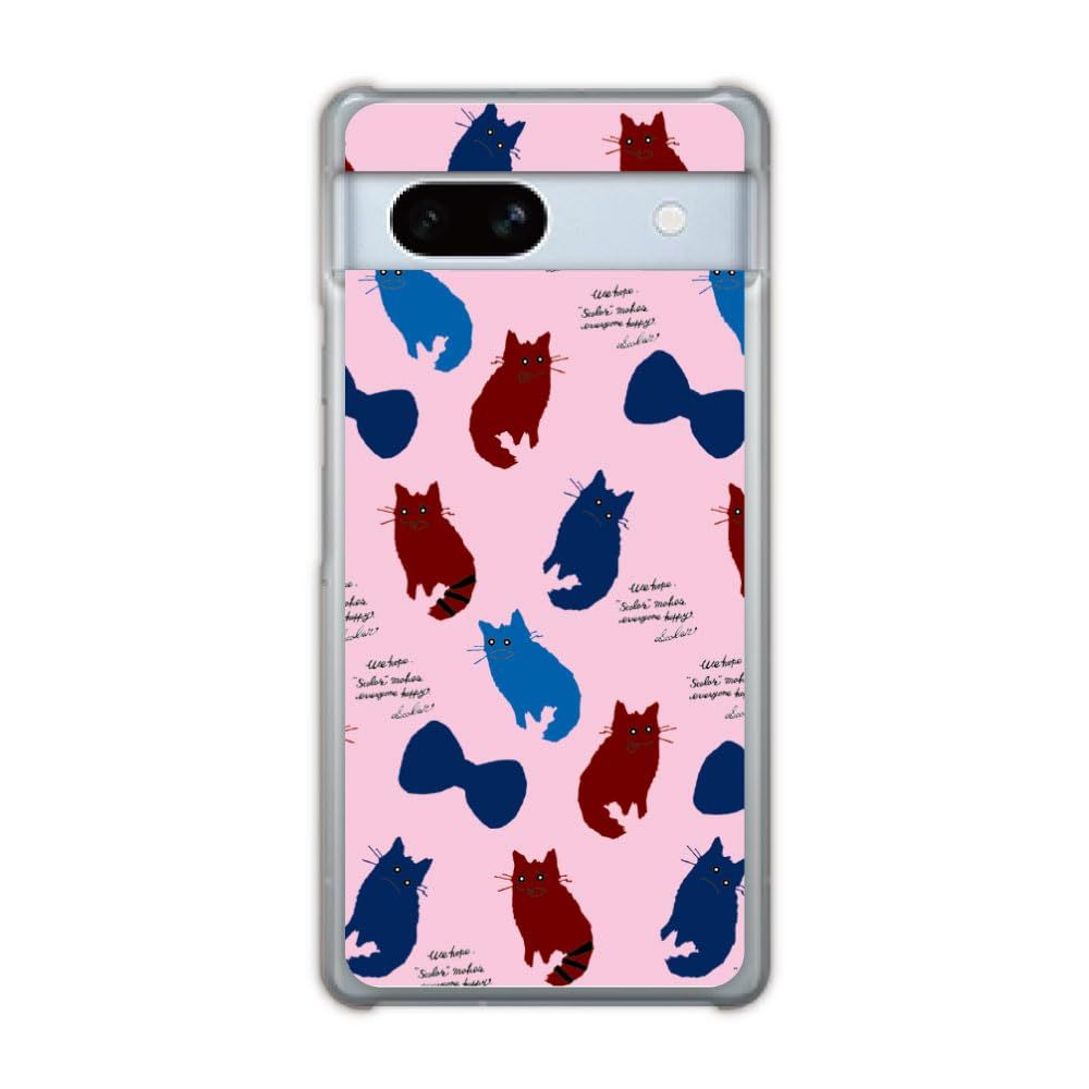 ScoLar スカラー スマホケース GooglePixel6a互換品 ケース ハードケース グーグルピクセル6a互換品 スマホ 携帯 保護 スマホカバー あらいぐま リボン柄 ピンク