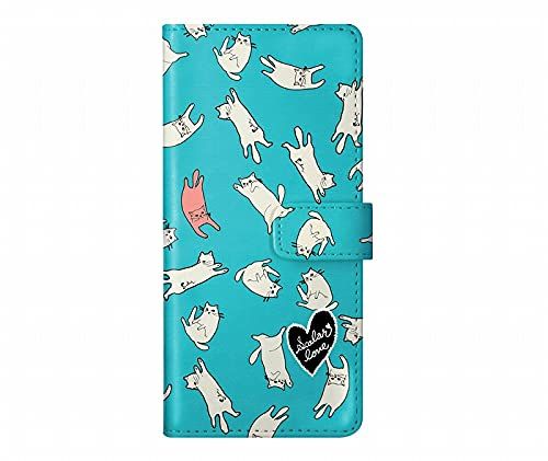 ScoLar スカラー GooglePixel9a互換品 ケース 手帳型ケース スマホケース グーグルピクセル9a互換品 カバー 横開き カード入れ スマホカバー ネコ ハート 水色 ネコ柄 ダイアリー かわいい 60264-bl