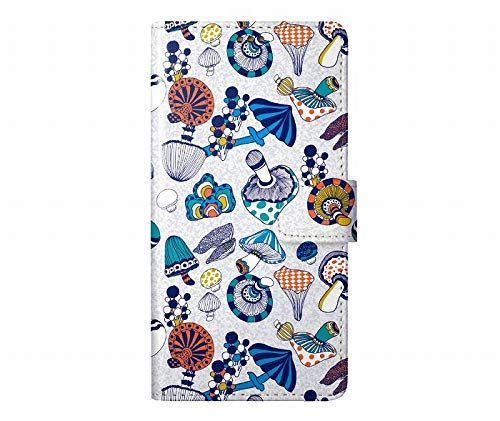 ScoLar スカラー 手帳型 スマホケース GooglePixel8a互換品 ケース ハードケース グーグルピクセル8a互換品 カード収納 保護 スマホカバー ブルー キノコ きのこいっぱい キノコ柄 60457-bl