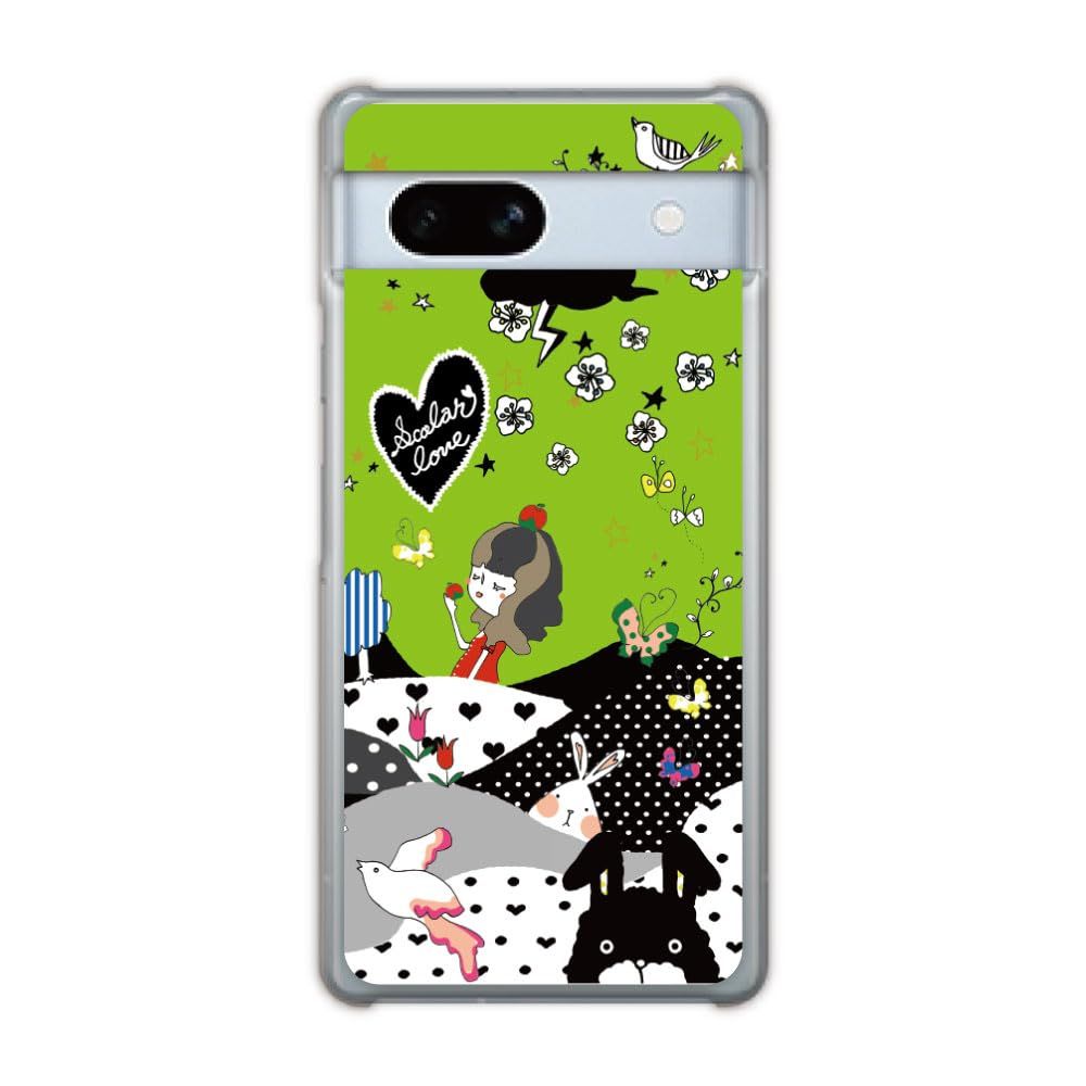 ScoLar スカラー スマホケース GooglePixel6Pro互換品 ケース ハードケース グーグルピクセル6プロ互換品 スマホ 携帯 保護 スマホカバー メルヘン柄 女の子 ラビル グリーン