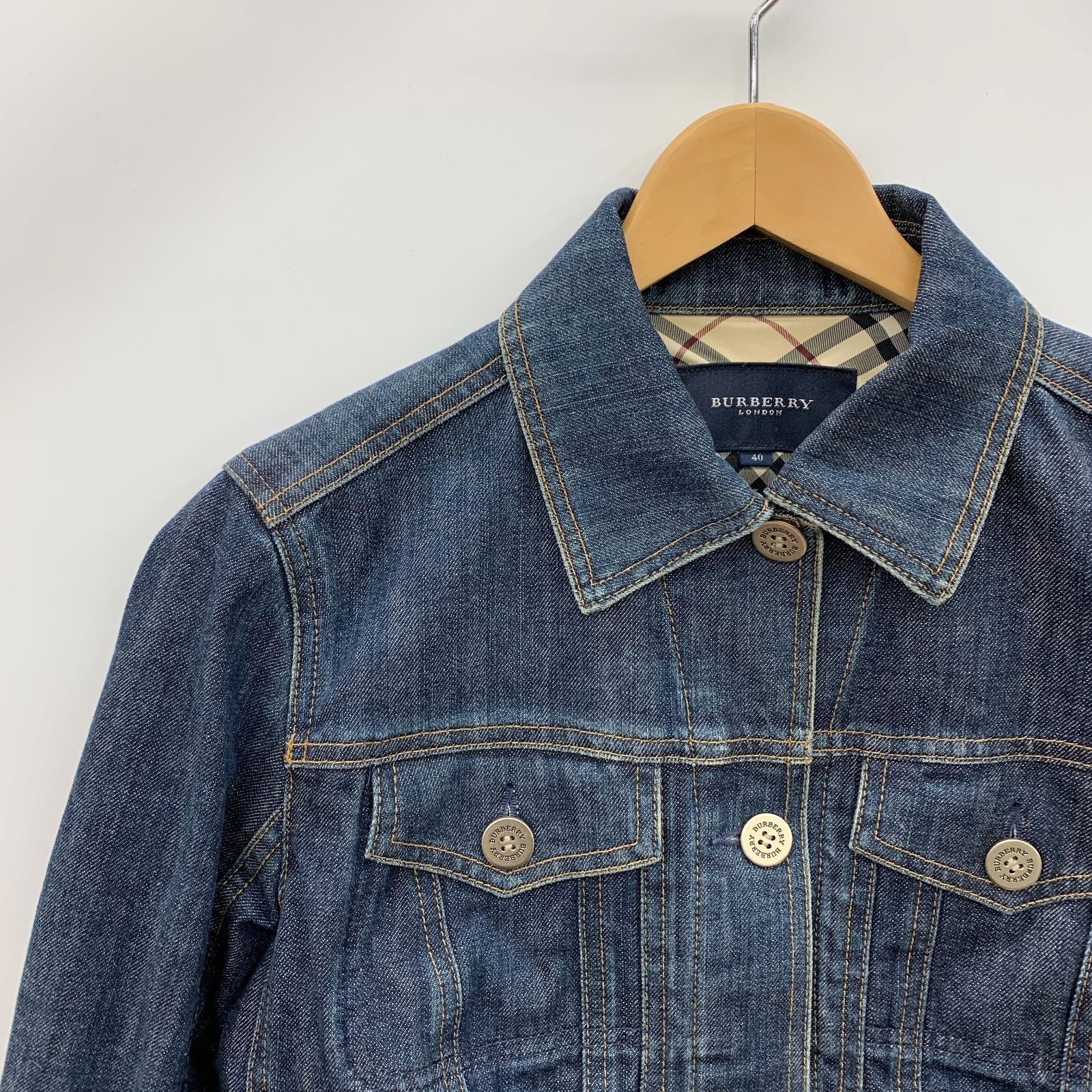 美品 バーバリーロンドン デニムジャケット Gジャン ベージュ ノバチェック L BURBERRY BURBERRY LONDON バーバリーロンドン デニムジャケット ノバ