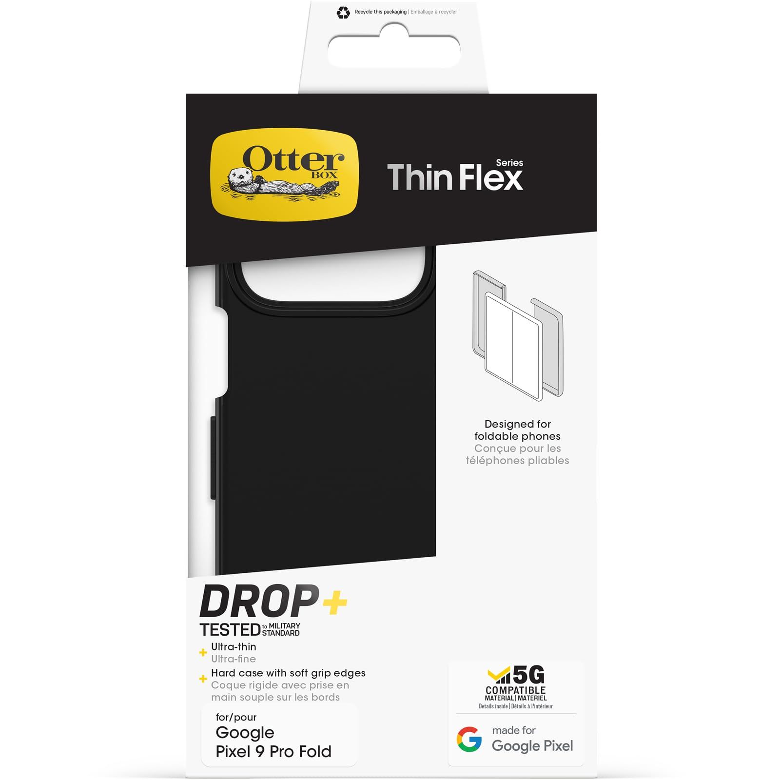 【OtterBox】全米No1ブランド Google Pixel 9 Pro Fold用 耐衝撃 衝撃吸収 米軍MIL規格 ケース Thin Flex ブラック 【国内正規品】 〔オッターボックス〕