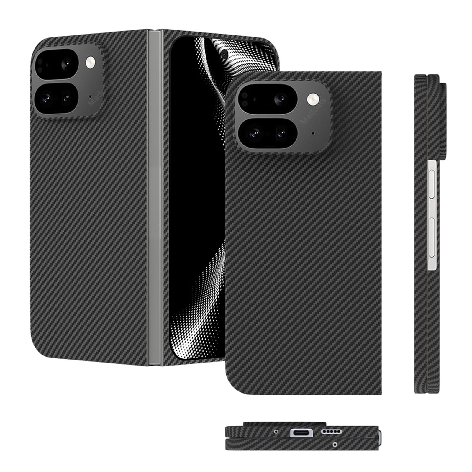 【Madoats】 Google Pixel 9 Pro Fold 対応ケース スマホケース 軍用チョッキ素材 アラミド繊維 カバー 超薄 超軽量 耐衝撃 キズ防止 滑り止め 指紋防止 黄ばみなし 高耐久性 スリム 薄型 ミニマリスト シンプル 高級なカーボン