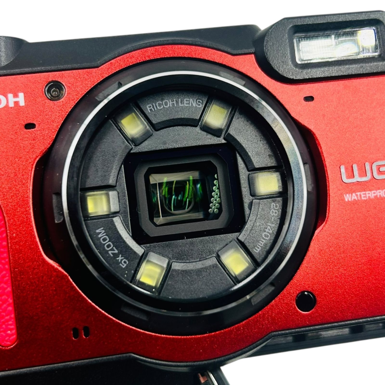 □RICOH WG-7 防水デジタルカメラ 赤 R05020 本体 充電器 バッテリー付