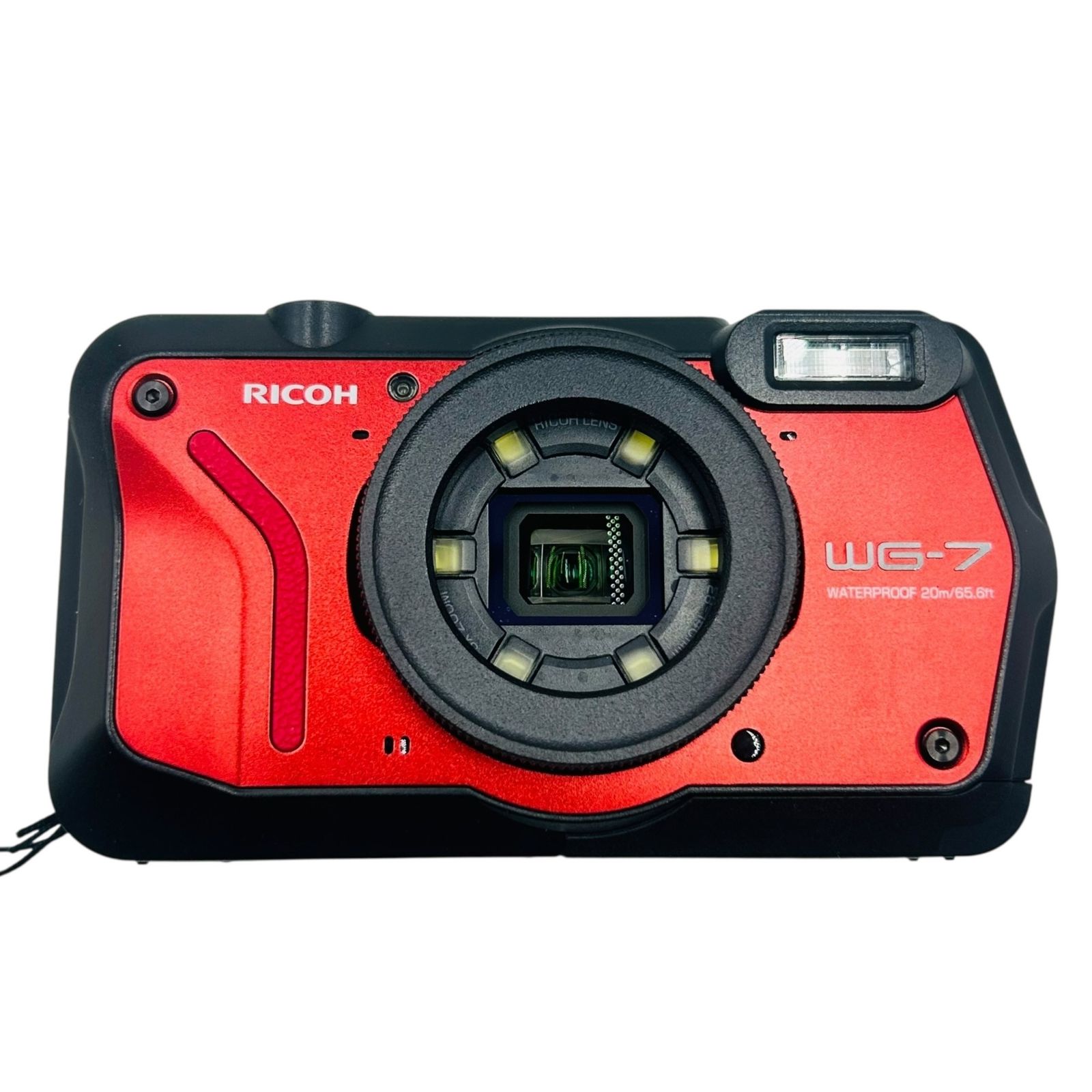 □RICOH WG-7 防水デジタルカメラ 赤 R05020 本体 充電器 バッテリー付