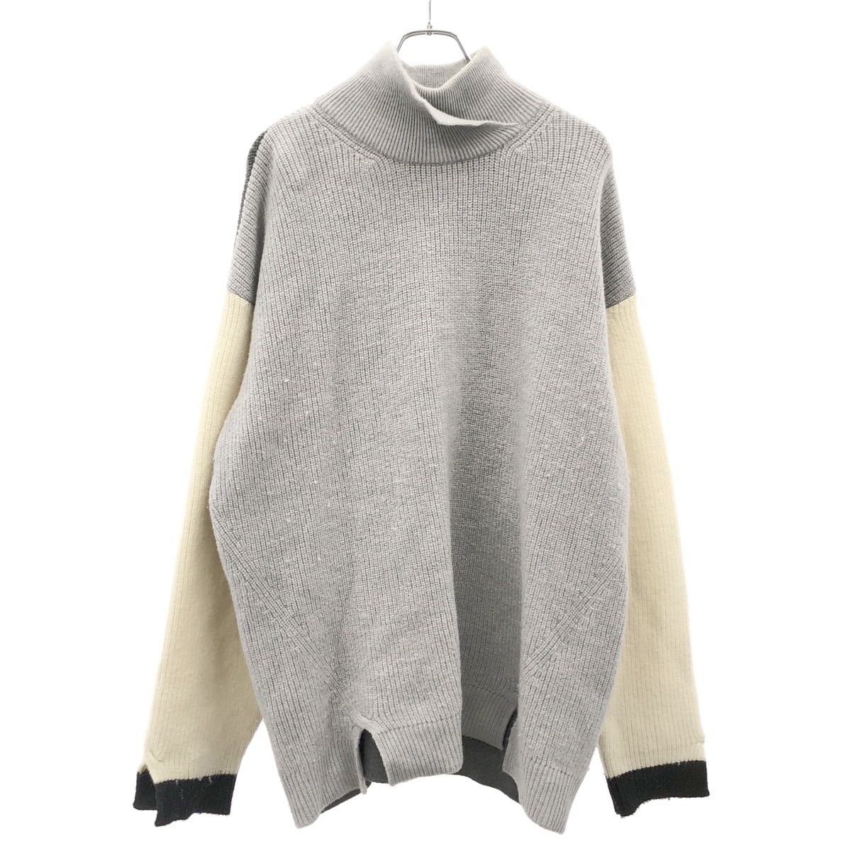 CULLNI クルニ 23AW Double High Neck Slit Knit  ダブルハイネックスリットニット 23-AW-040 グレー系×マルチカラー 2 CULLNI クルニ 23AW Double High Neck Slit Knit ダブルハイネック