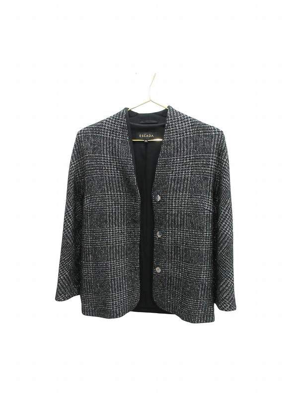 ESCADA ノーカラージャケット 34 エスカーダ ESCADA ジャケット ノーカラー チェック 34 - メルカリ