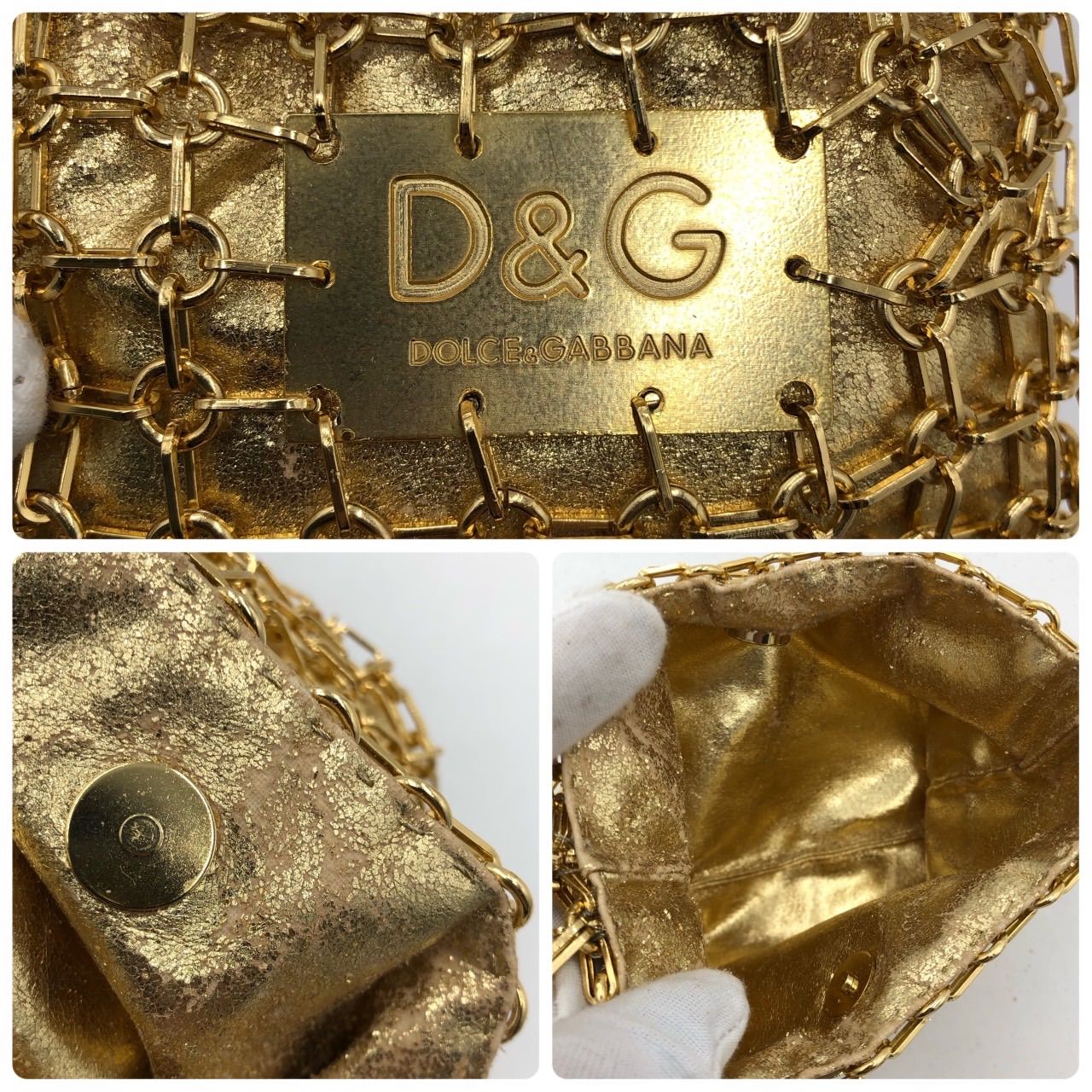 D&G ドルチェ&ガッバーナ チェーン ミニ ショルダーバッグ ゴールド 