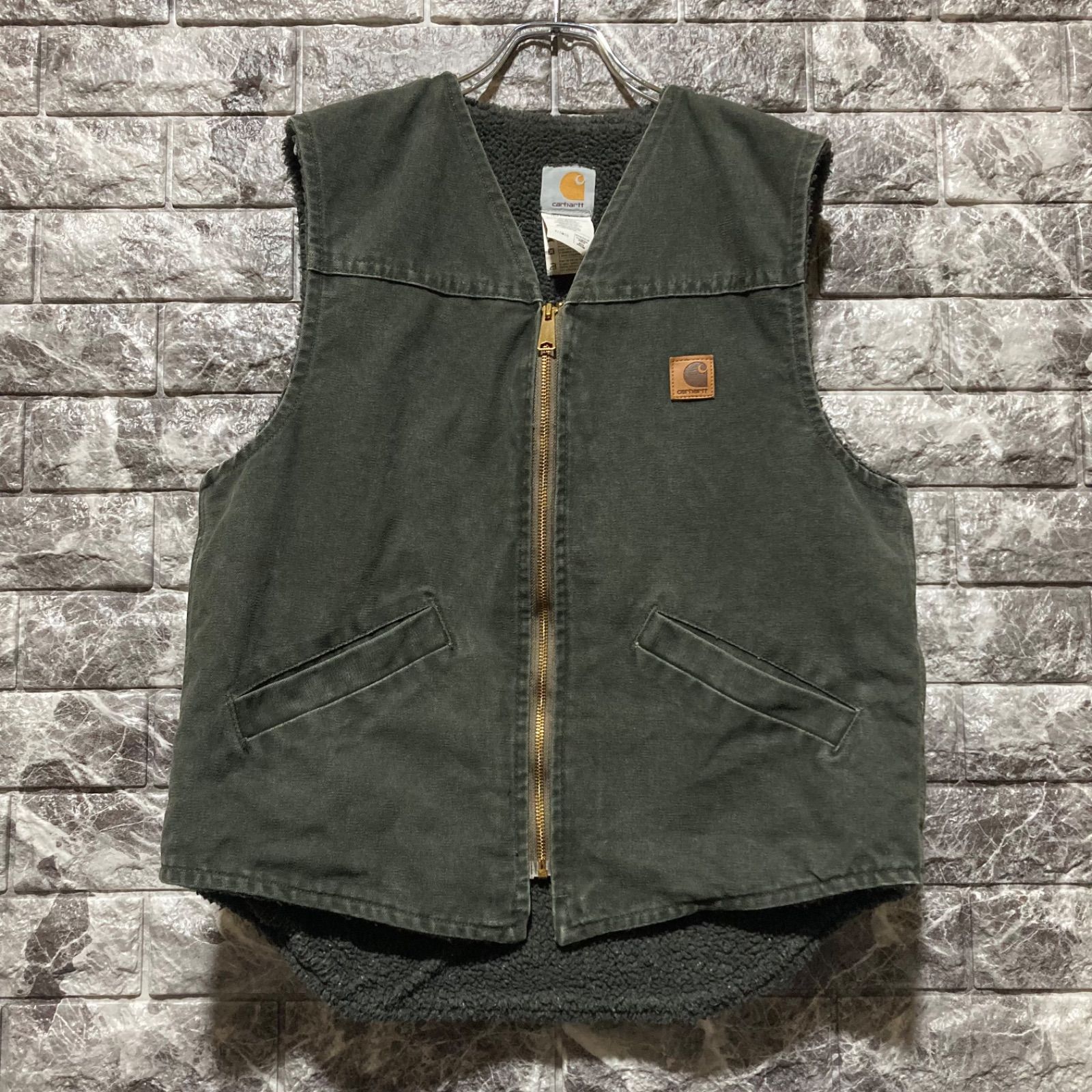 carhartt ボアベスト MOS CARHARTT ボア ベスト M USA製 モスグリーン カーハート VEST