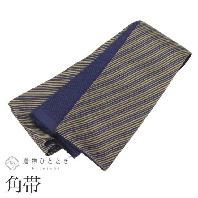 リサイクル 男性 帯 メンズ 角帯 正絹 絹 特品 全通柄 斜縞 未仕立て 着用可能 着物 セミフォーマル 浴衣 紋付袴 紬 小紋 無地 花火大会 お祭り SILK シルク kimono リユース kkb4307b